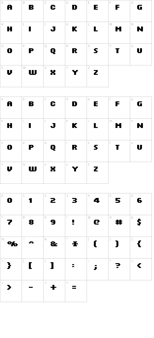 FFF Minute Bold Extended character map