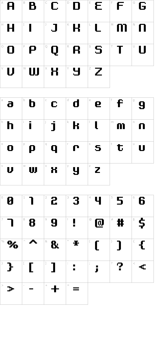 FFF Modulas Bold Extended character map