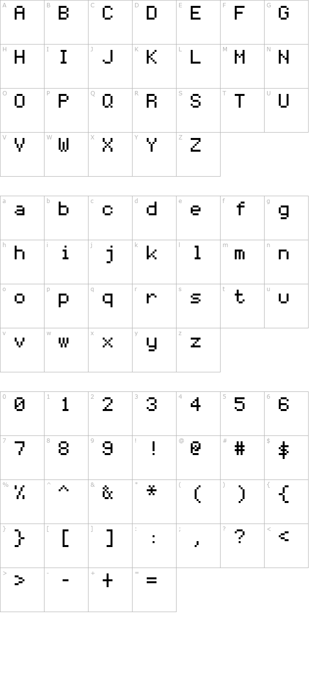 FFF Mono01 Extended character map