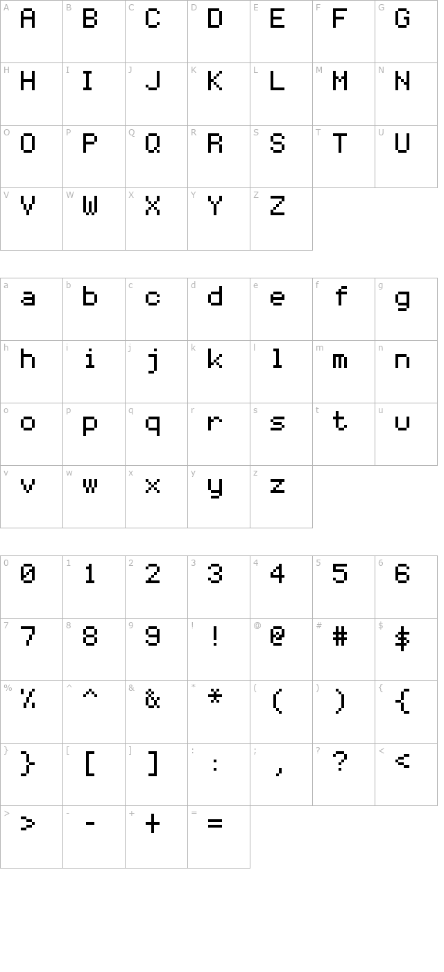 FFF Mono01 character map