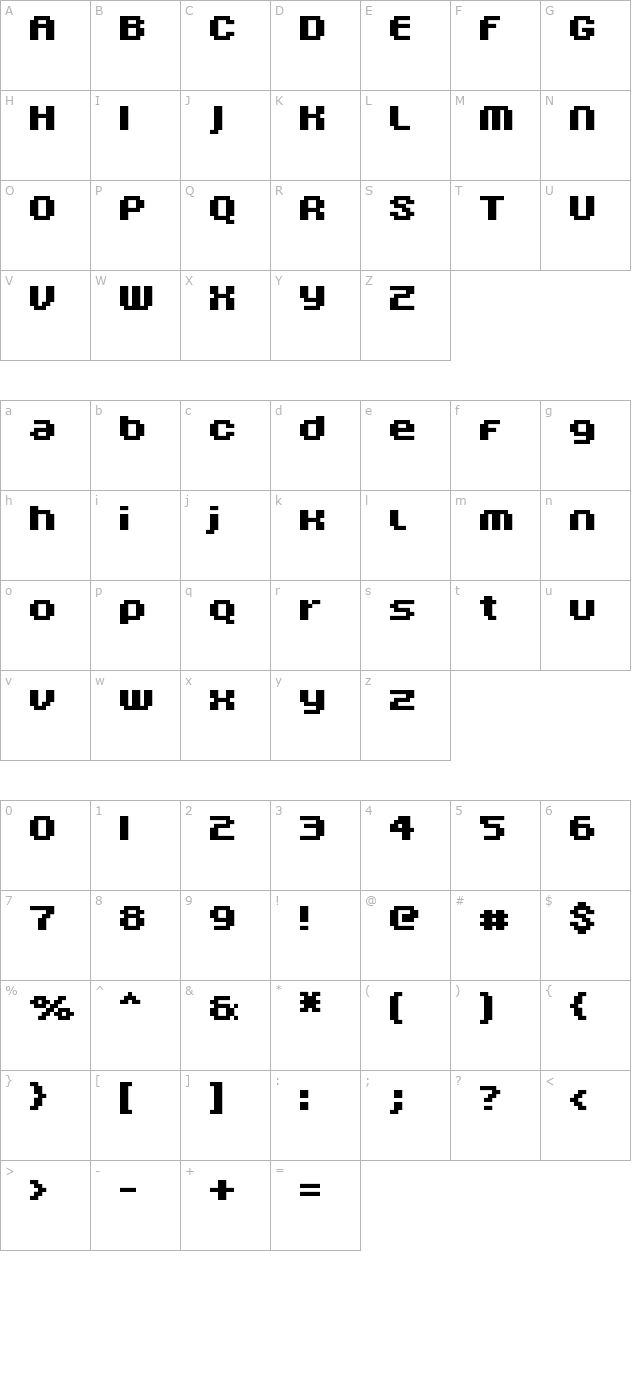 fff-nadador-bold-condensed character map