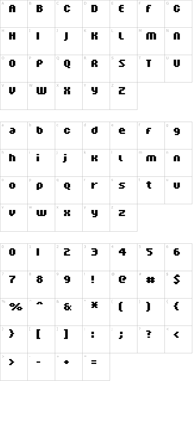 FFF Nadador Bold Tight character map