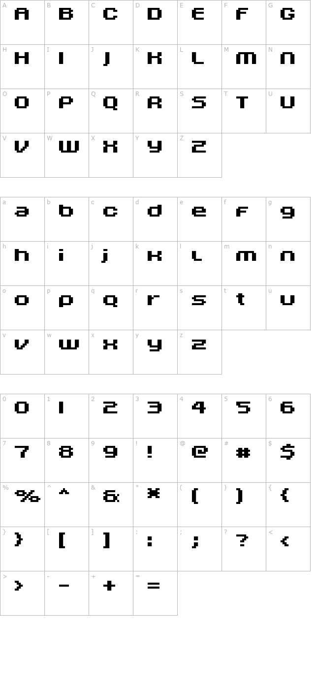 FFF Nadador Bold character map