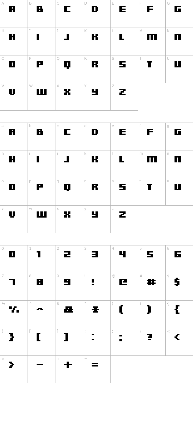 fff-planeta-bold character map