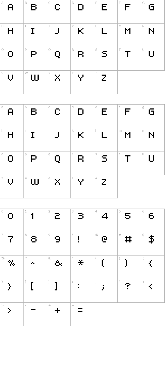 FFF Professional Extended character map