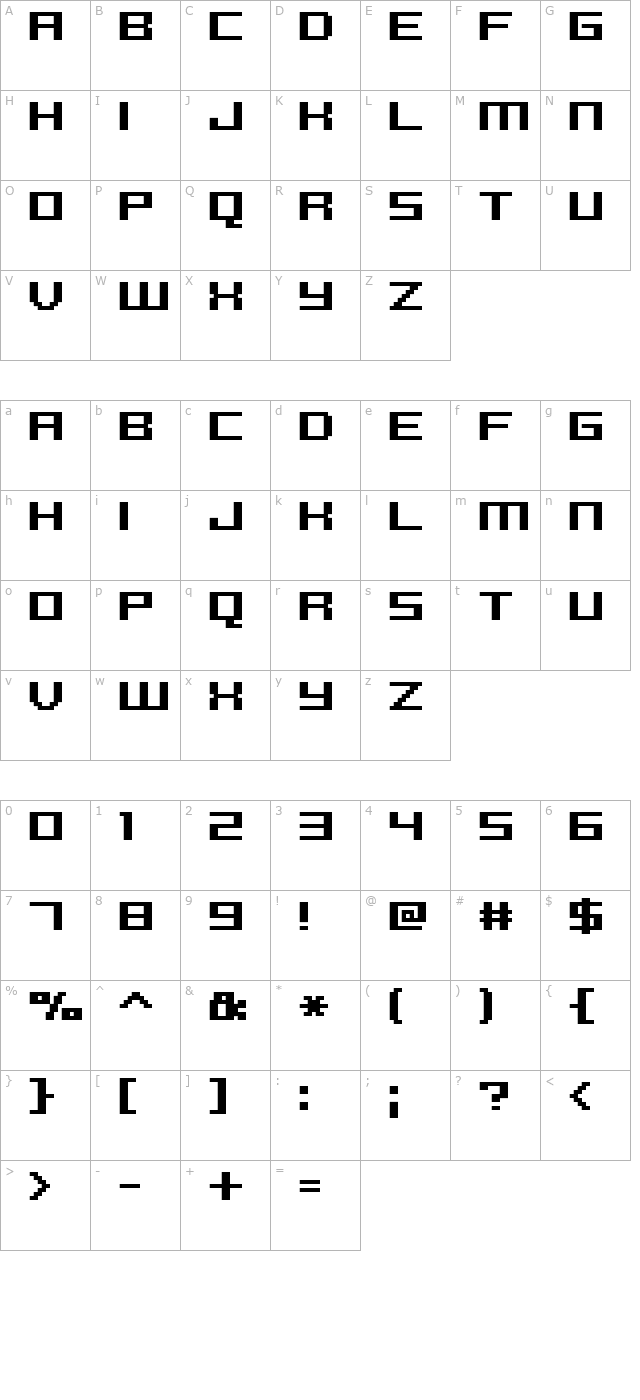 fff-reaction-bold-condensed character map