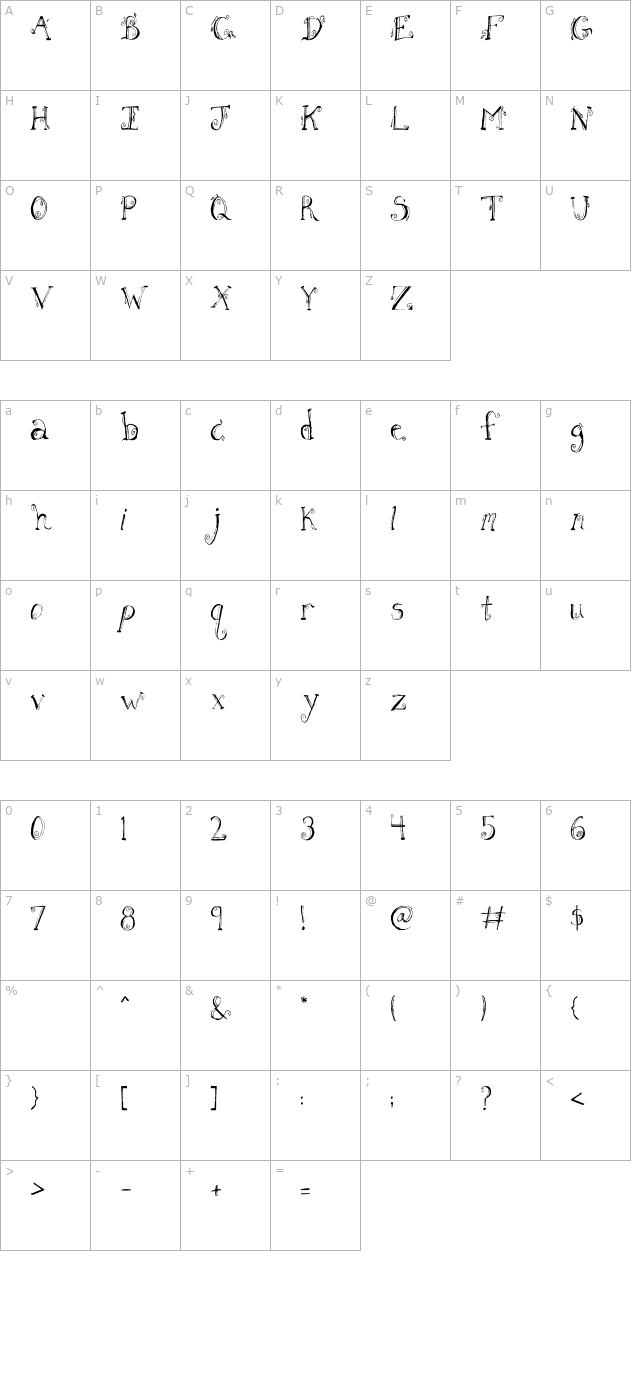 fh-letter-otf character map