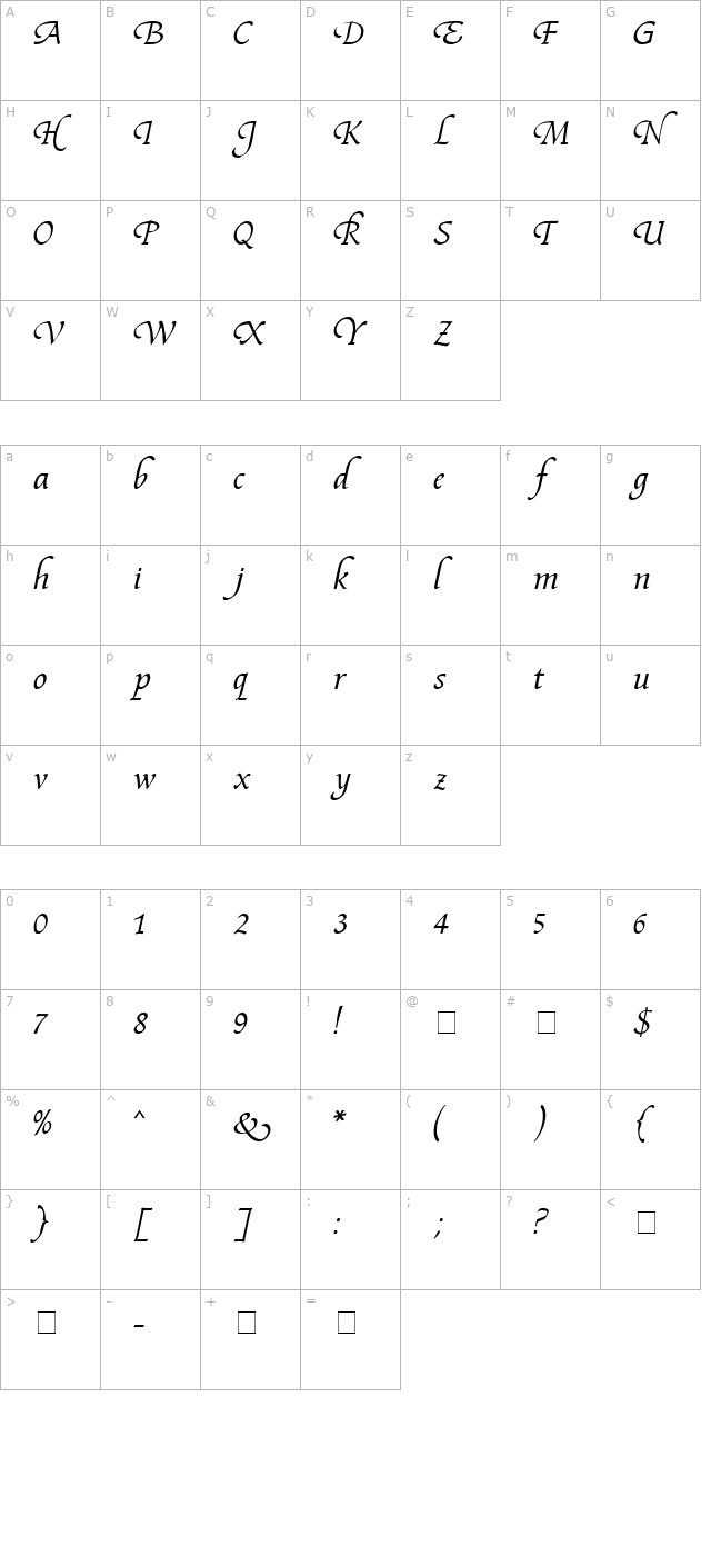 fidelio-mn character map