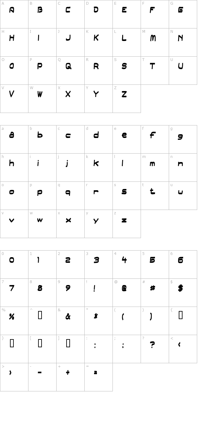 Field Day Filter character map