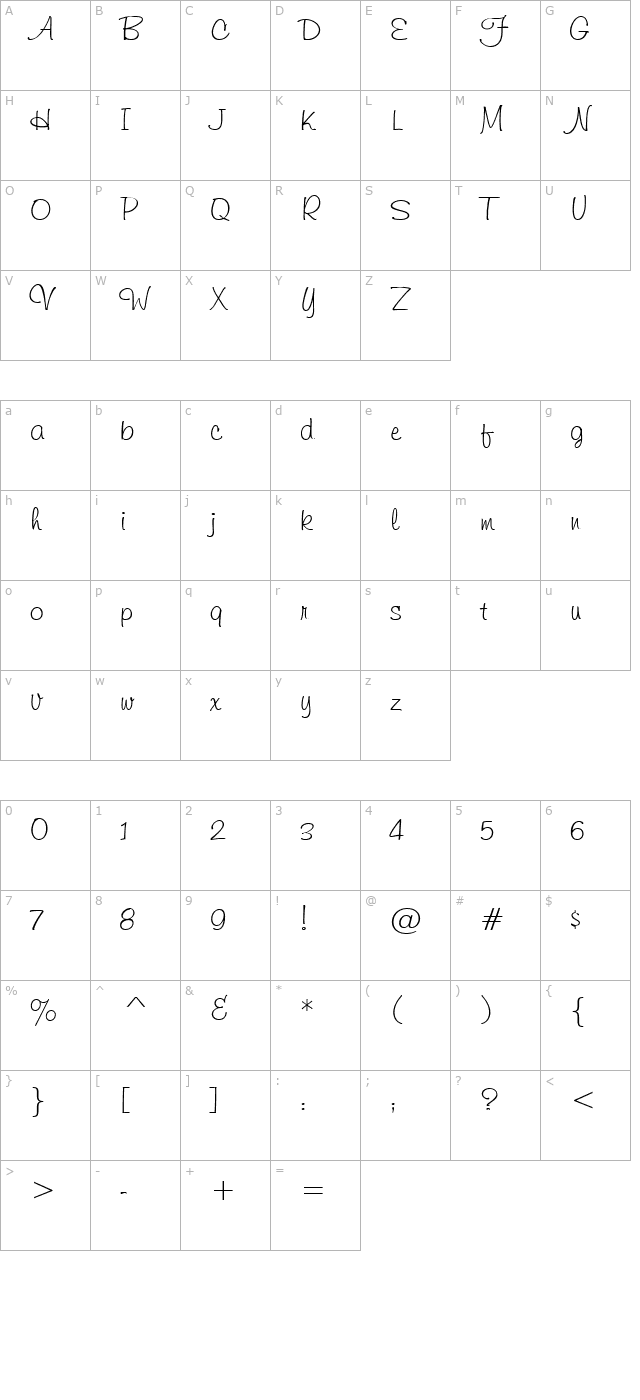 FIFFIGA Regular character map