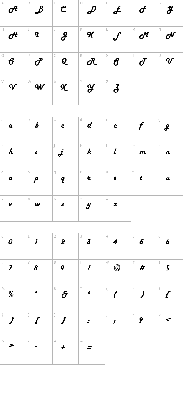 Fifties Heavy character map