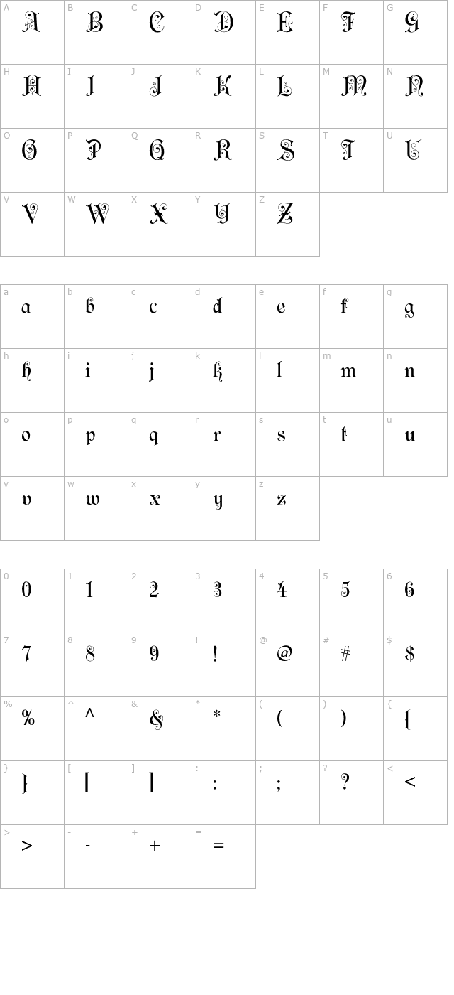 FilibusterNF character map