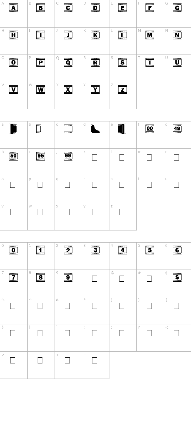 filmstrip character map