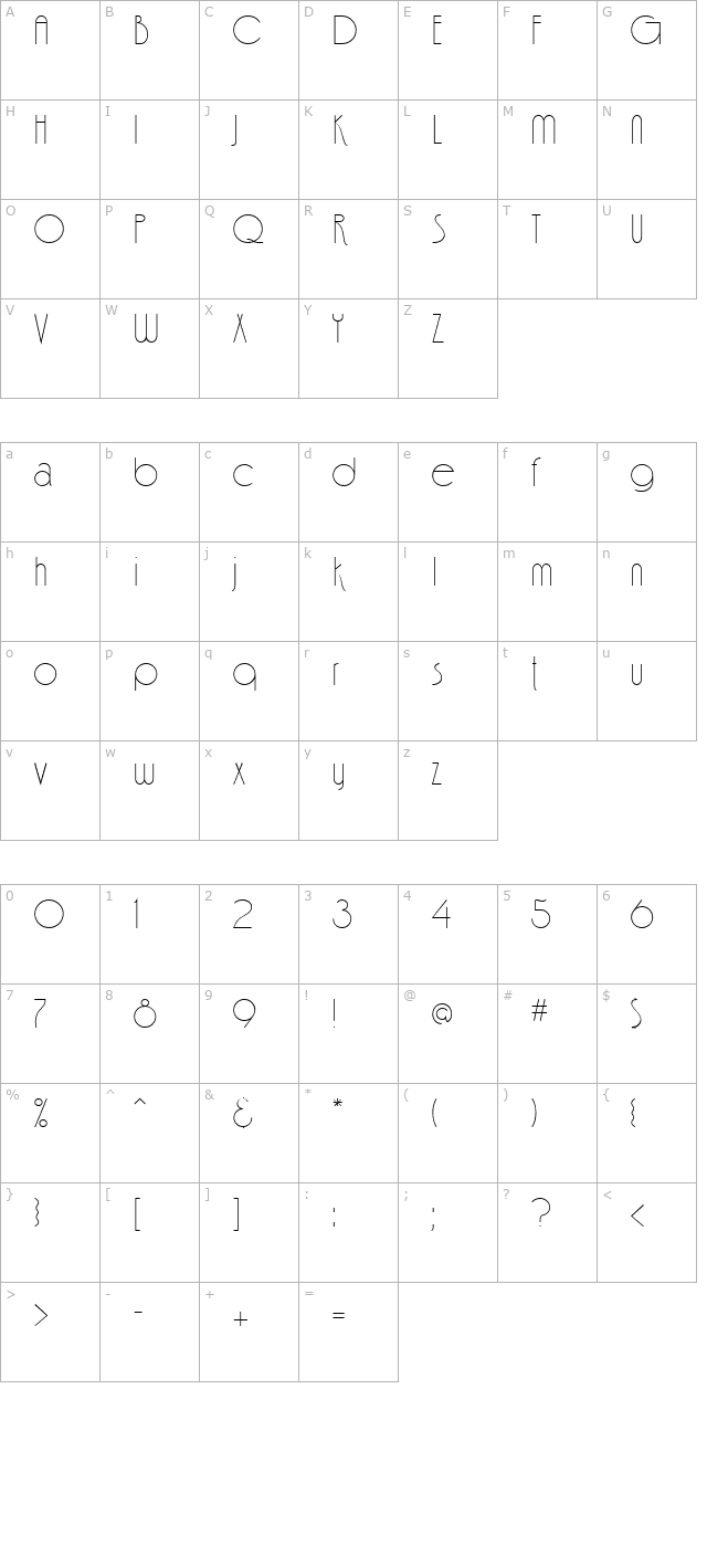 Fina Regular character map