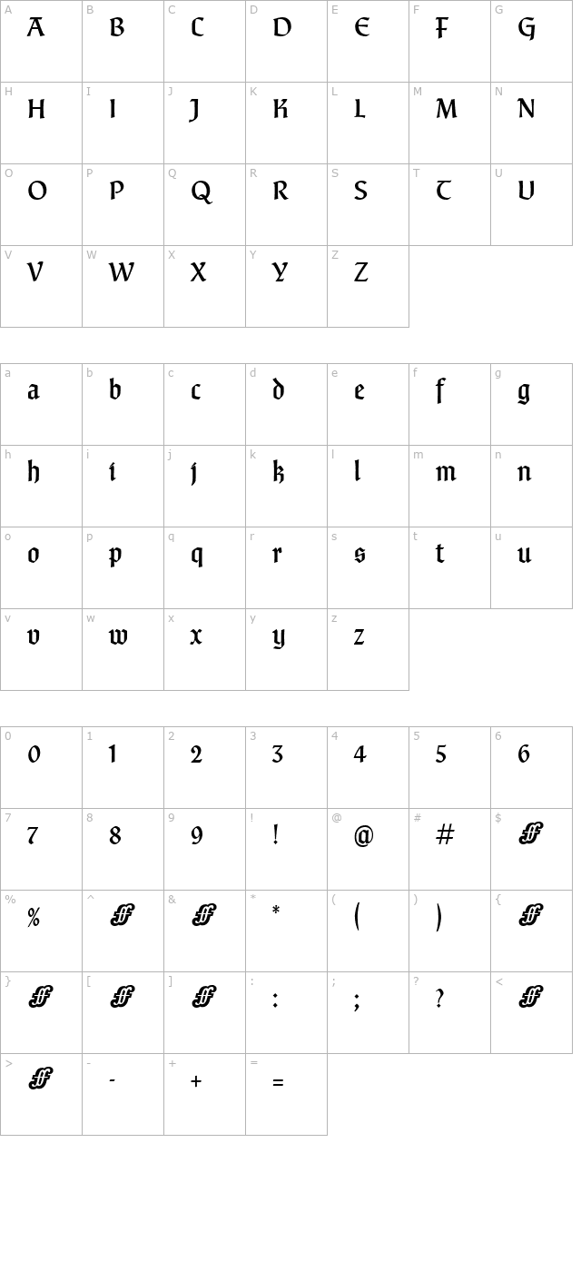 FineGothicMedium-FineFonts character map