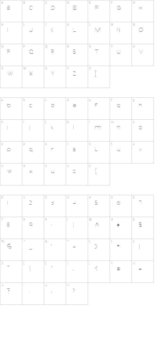 FineLine character map