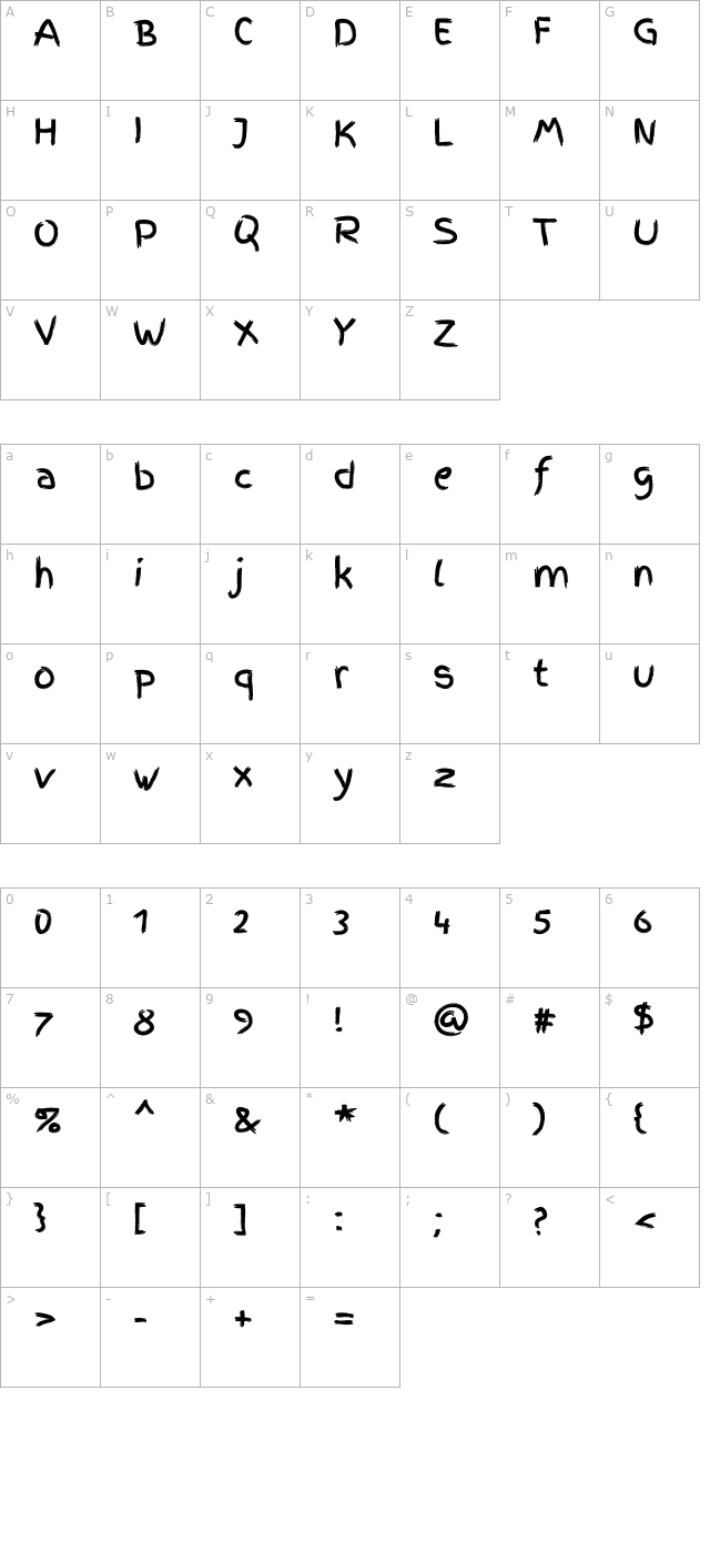 Finger Paint character map