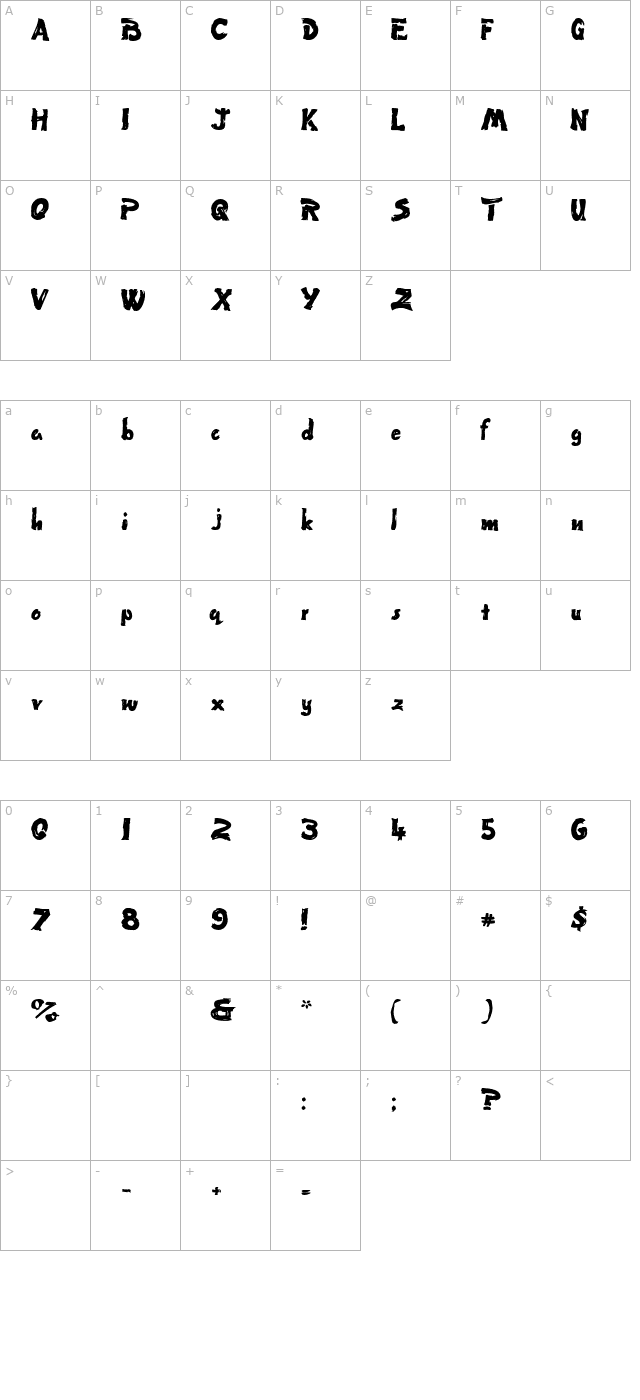 Fingerpaint Bold character map