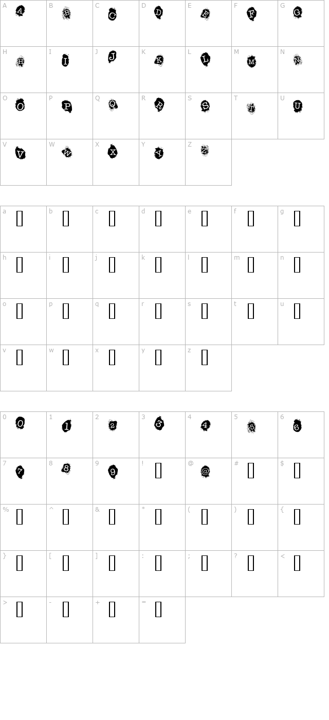 Fingerprints Inside character map