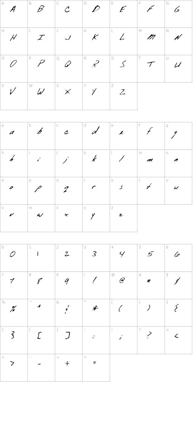 finianshand-regular character map