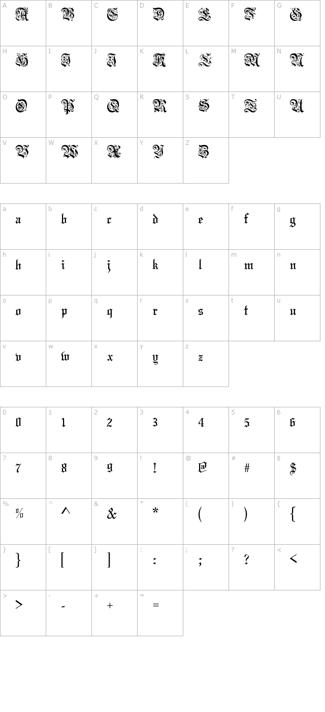 fiolex-fleur character map