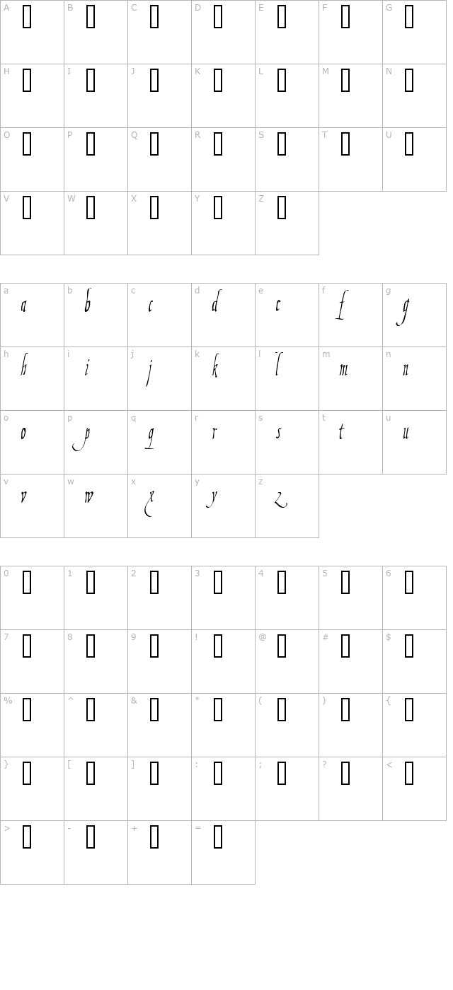 Fiorenza character map