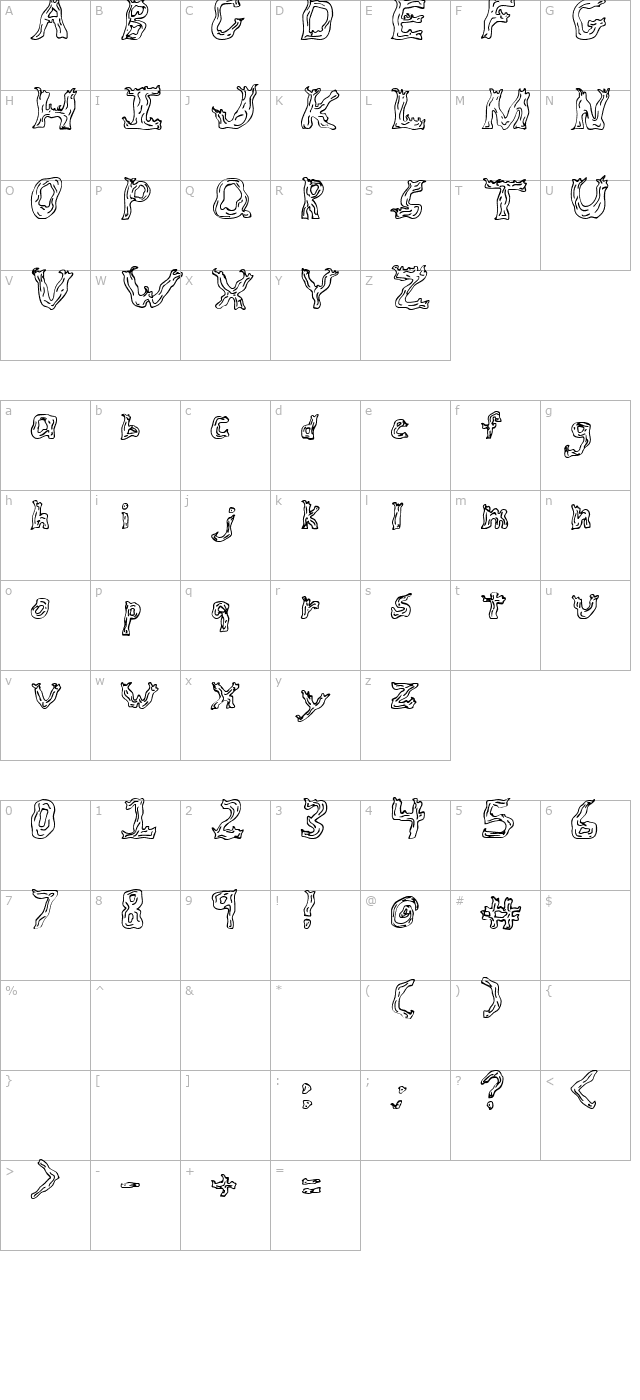 Fire Wood Regular character map