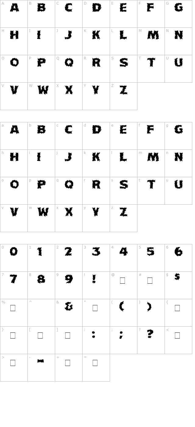 Firecat Medium character map