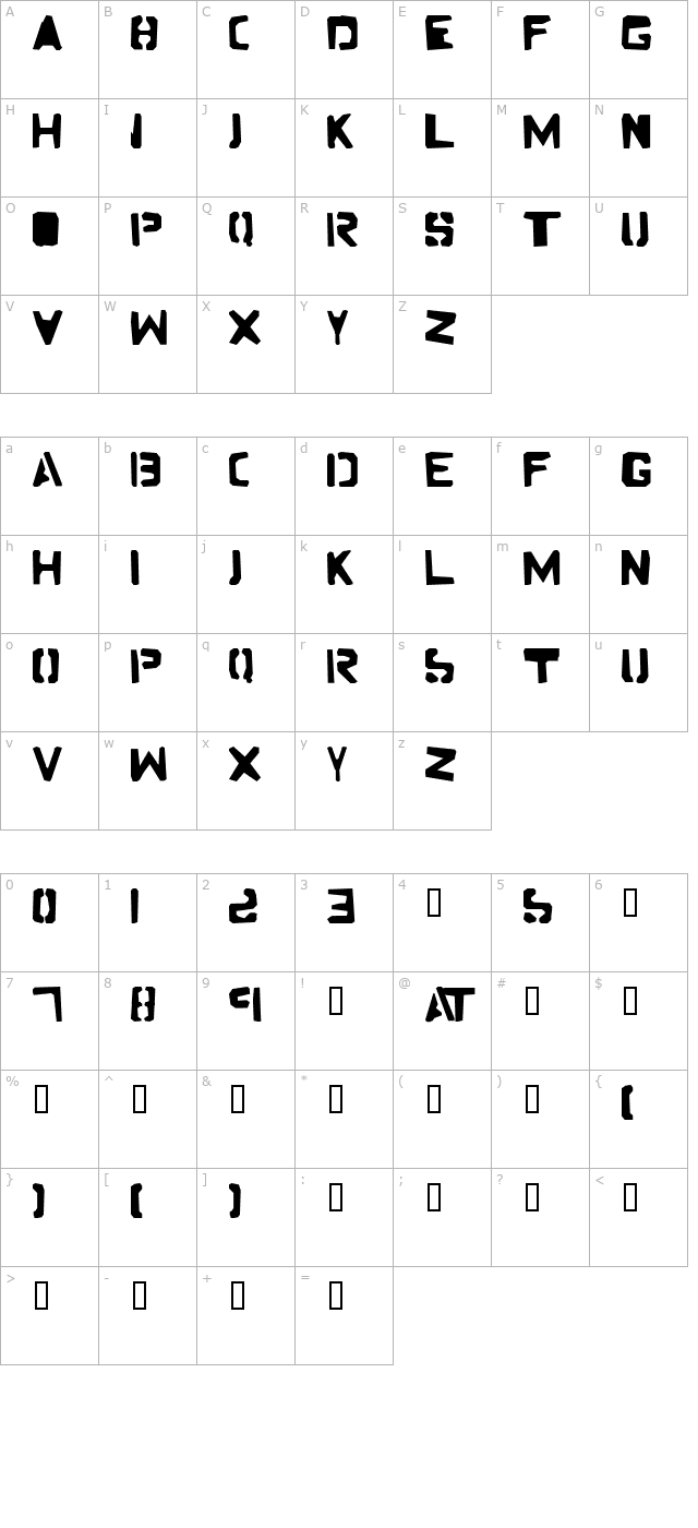 Firewater character map