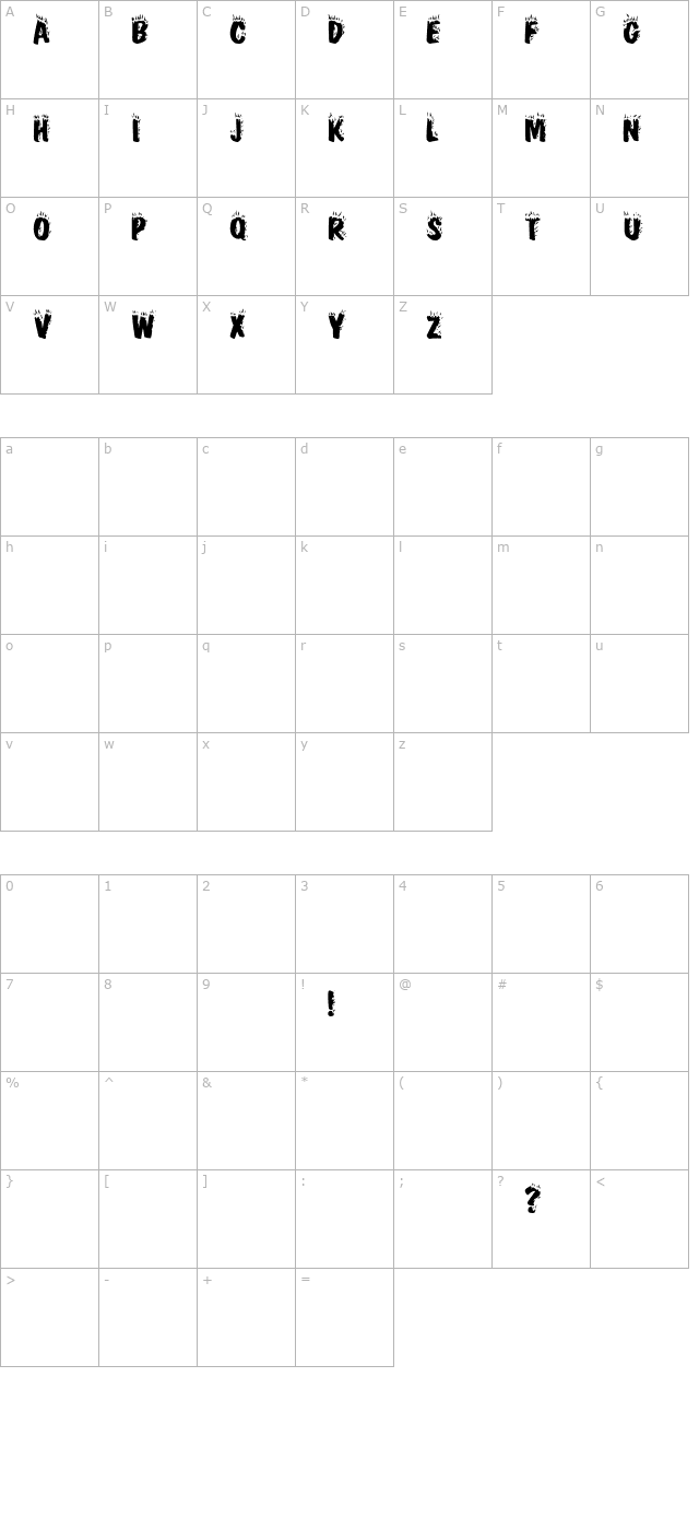 Fireworksfont character map