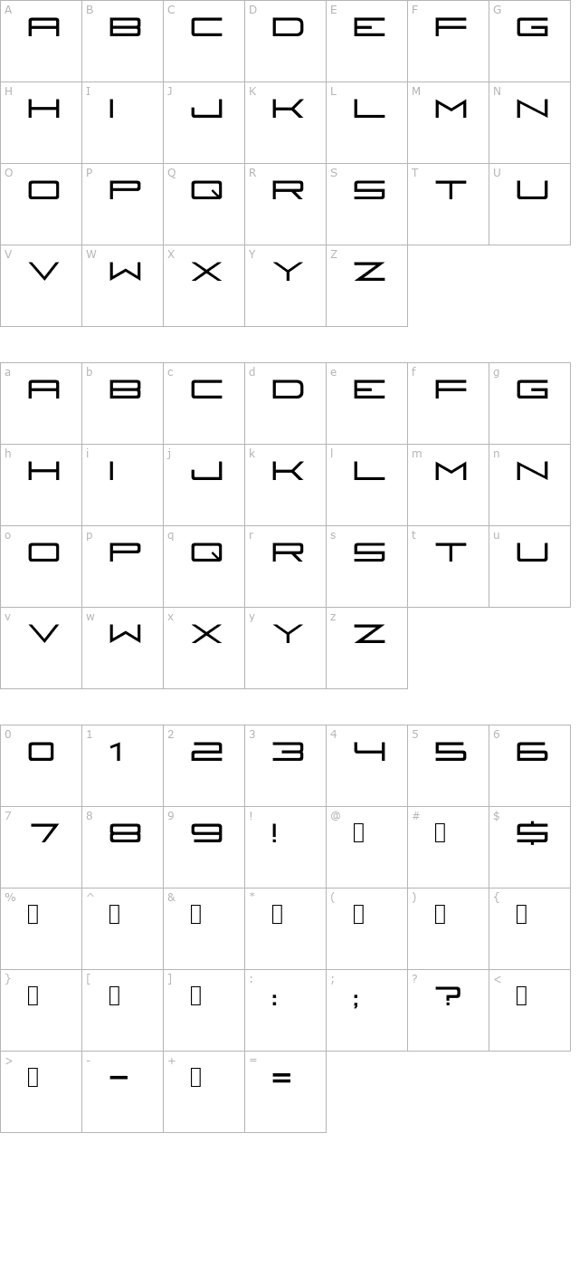 Fireye GF 3 Bold character map