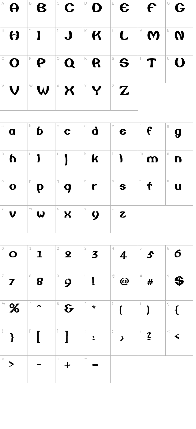 fisherman-bold character map