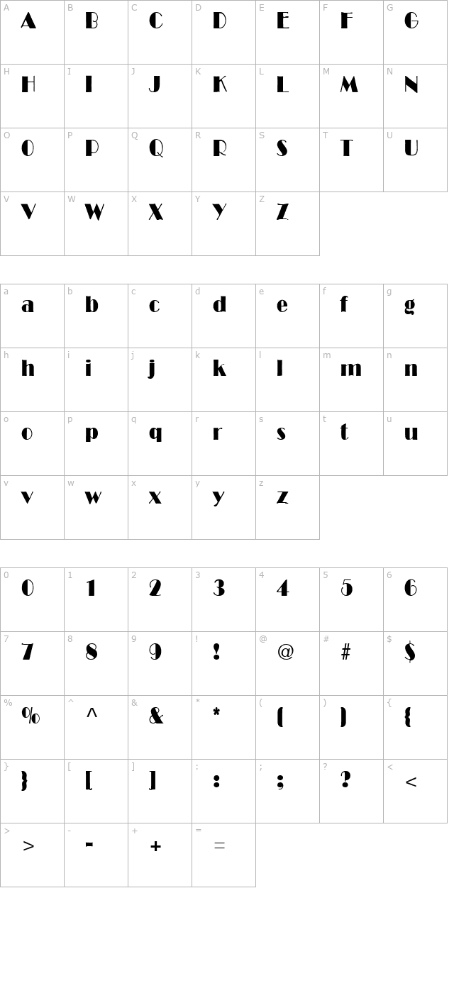 fitzgerald-regular character map