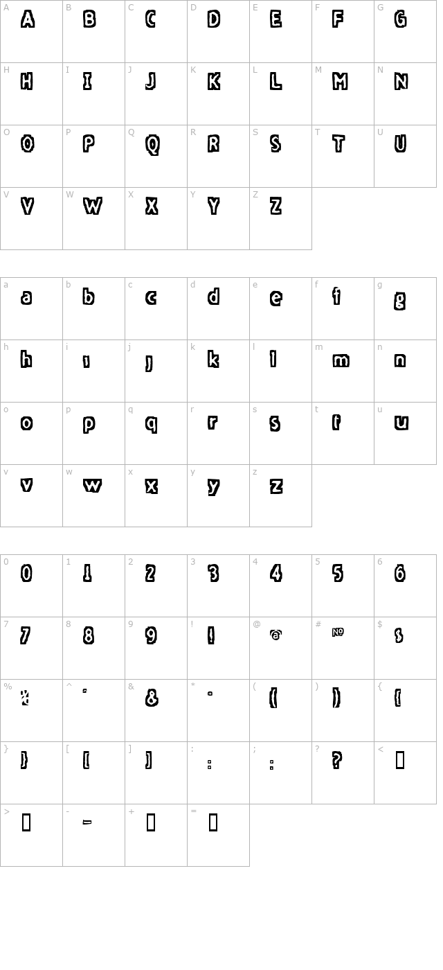 Five Finger Discount character map