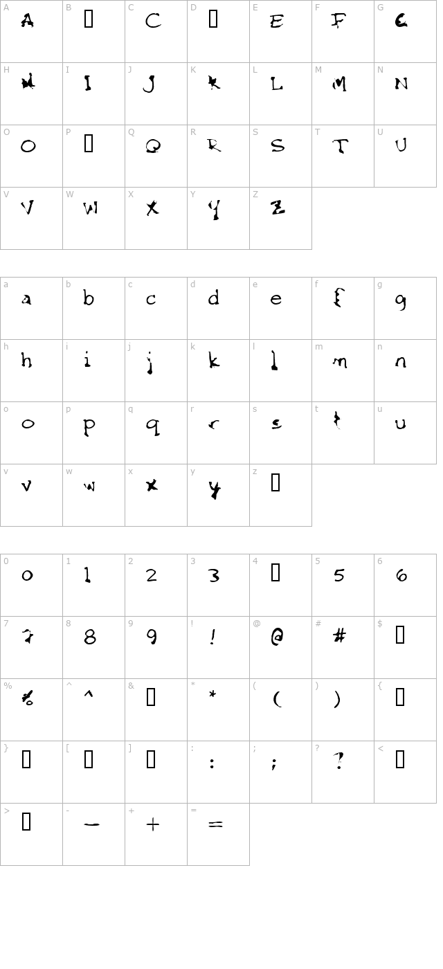 FKR StarLife SemiBold character map