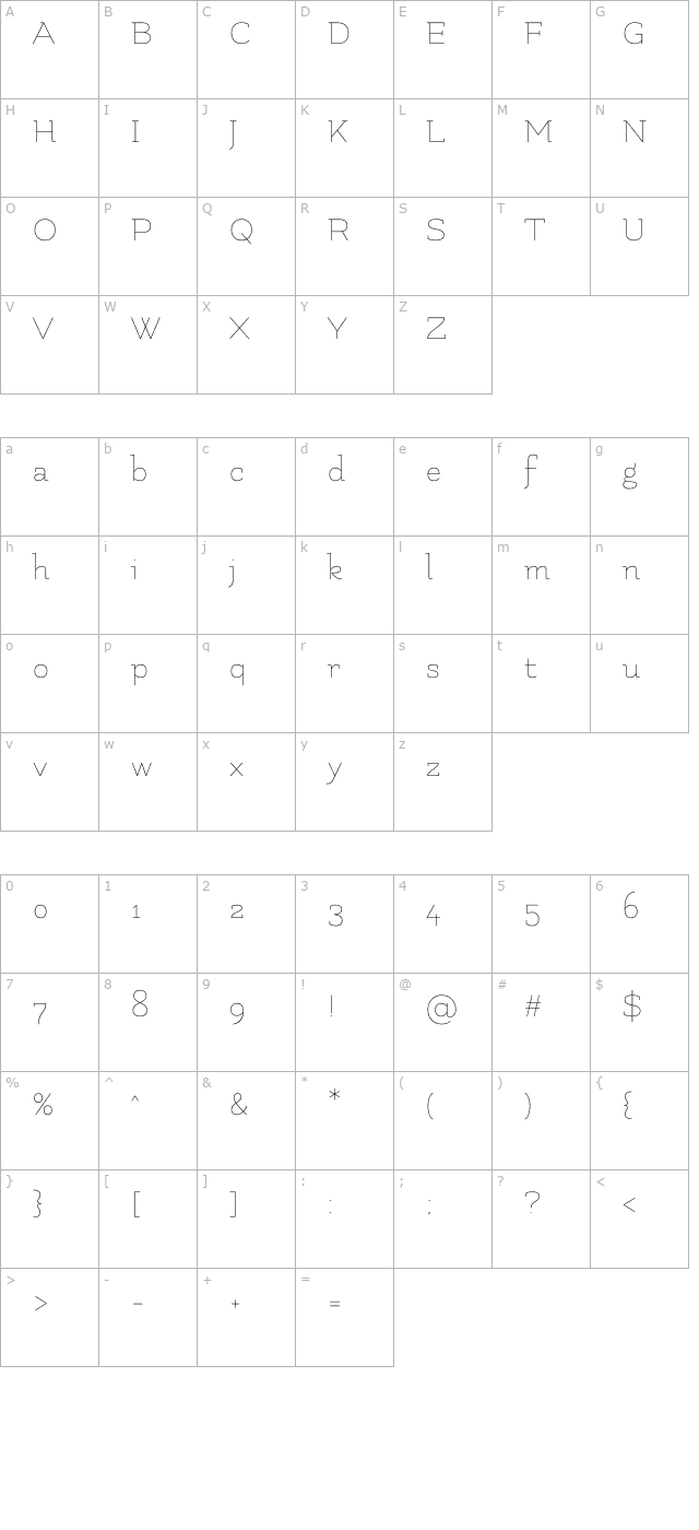 Flamenco Light character map