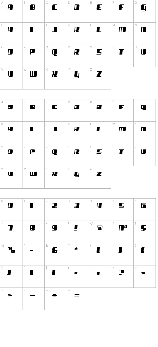 Flashlight character map