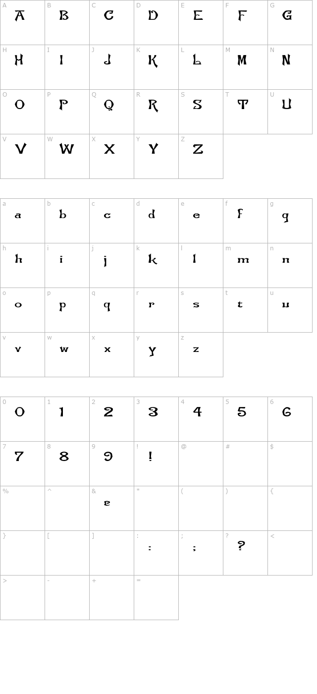 Flemish-Normal Ex character map