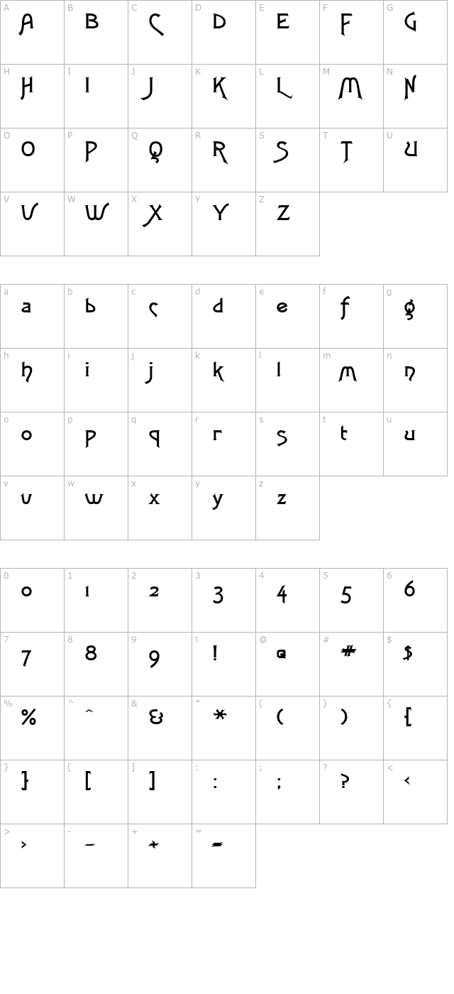 Fletch Wide Bold character map