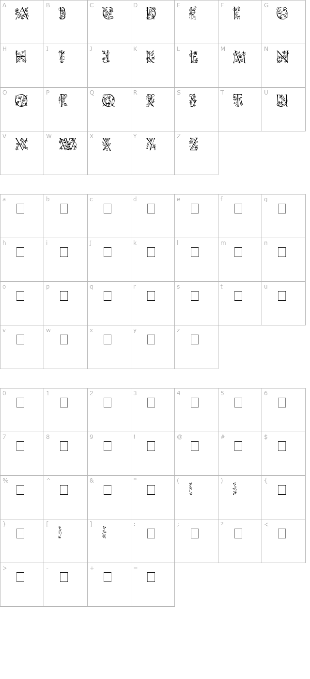 FleurDisplayCapsSSi Medium character map