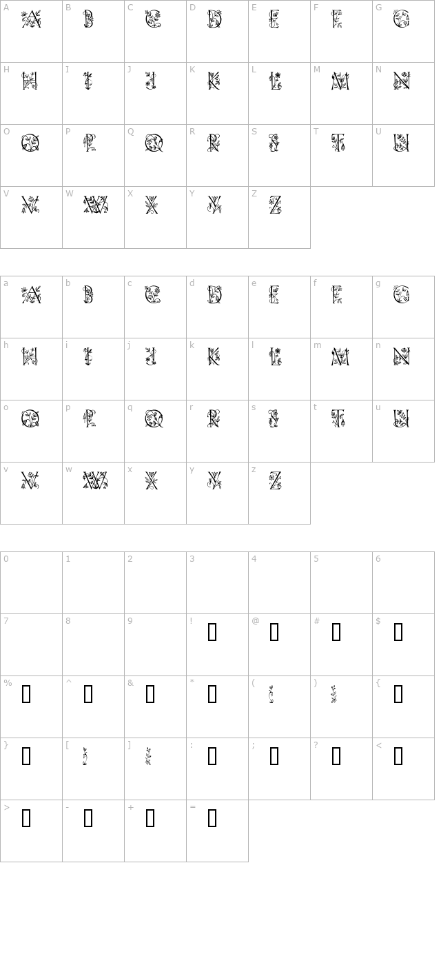 fleurdisplaycapsssk character map