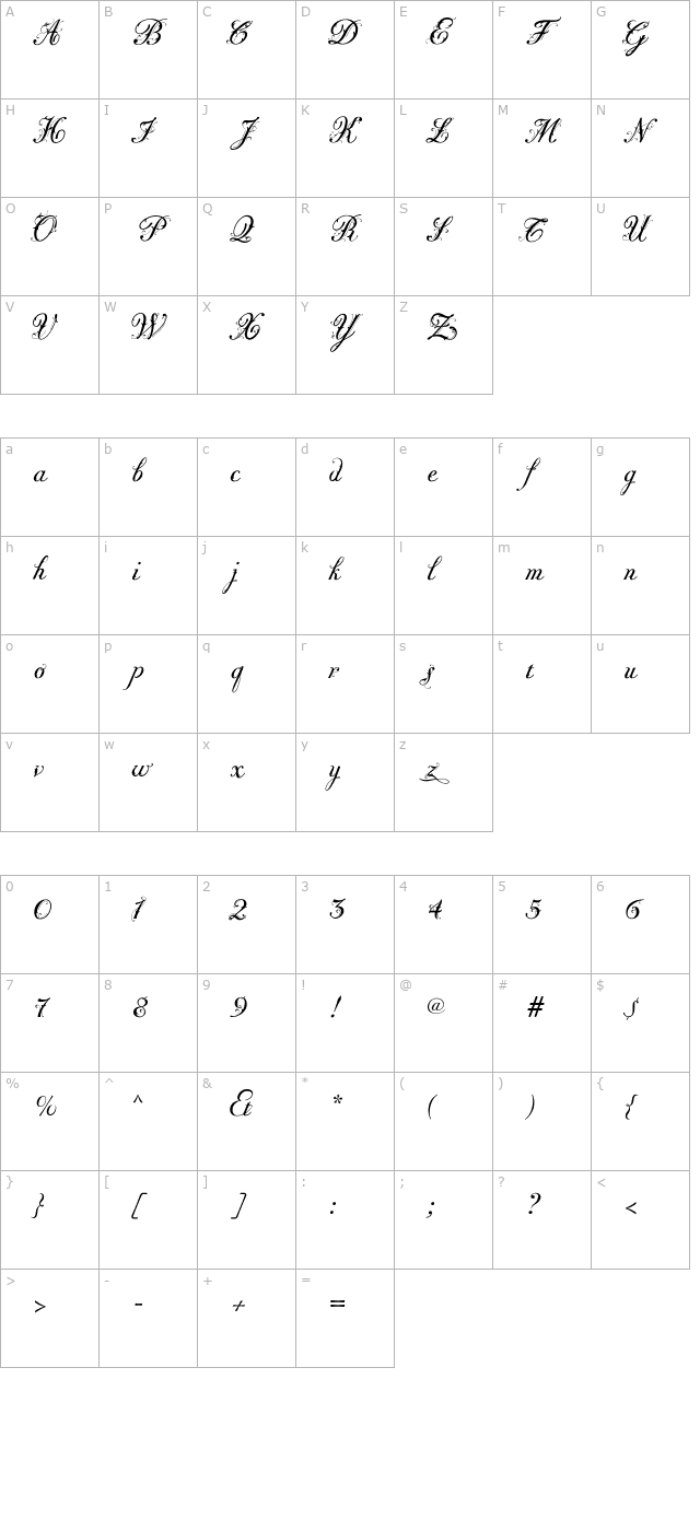 Fleurie PDF character map