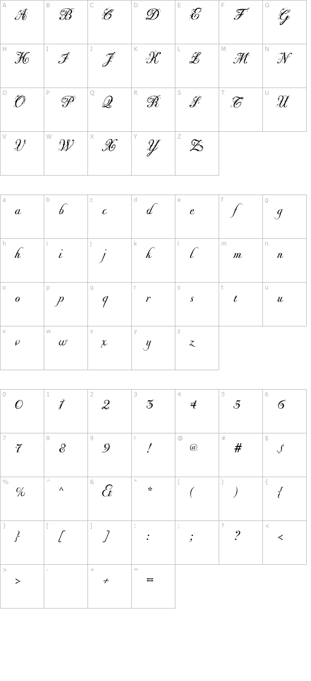 Fleurie Plus PDF character map