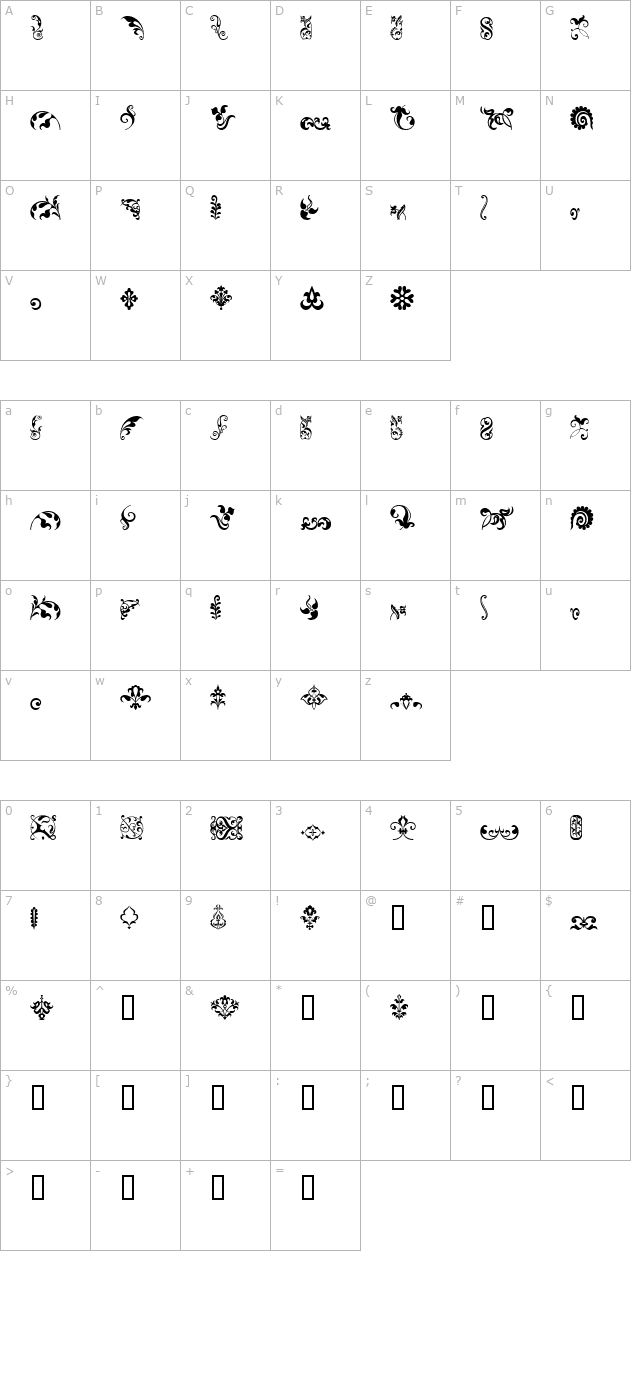 fleuronsfour character map