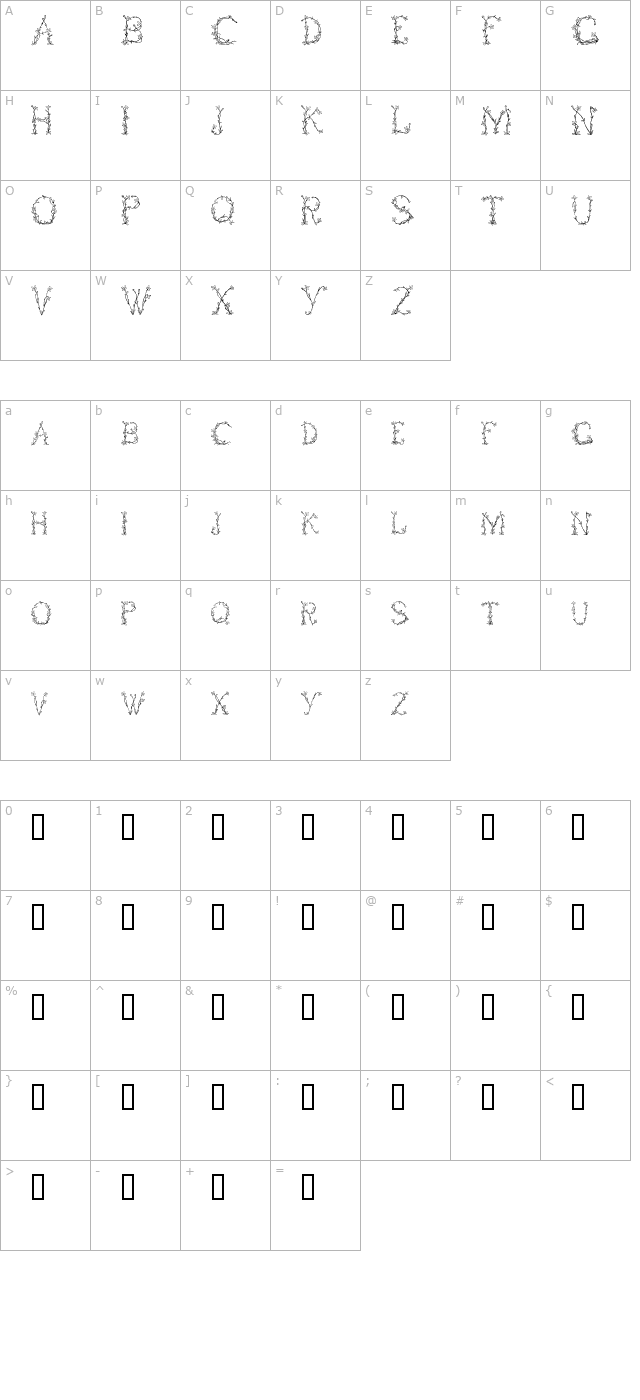 fleurs-de-liane character map