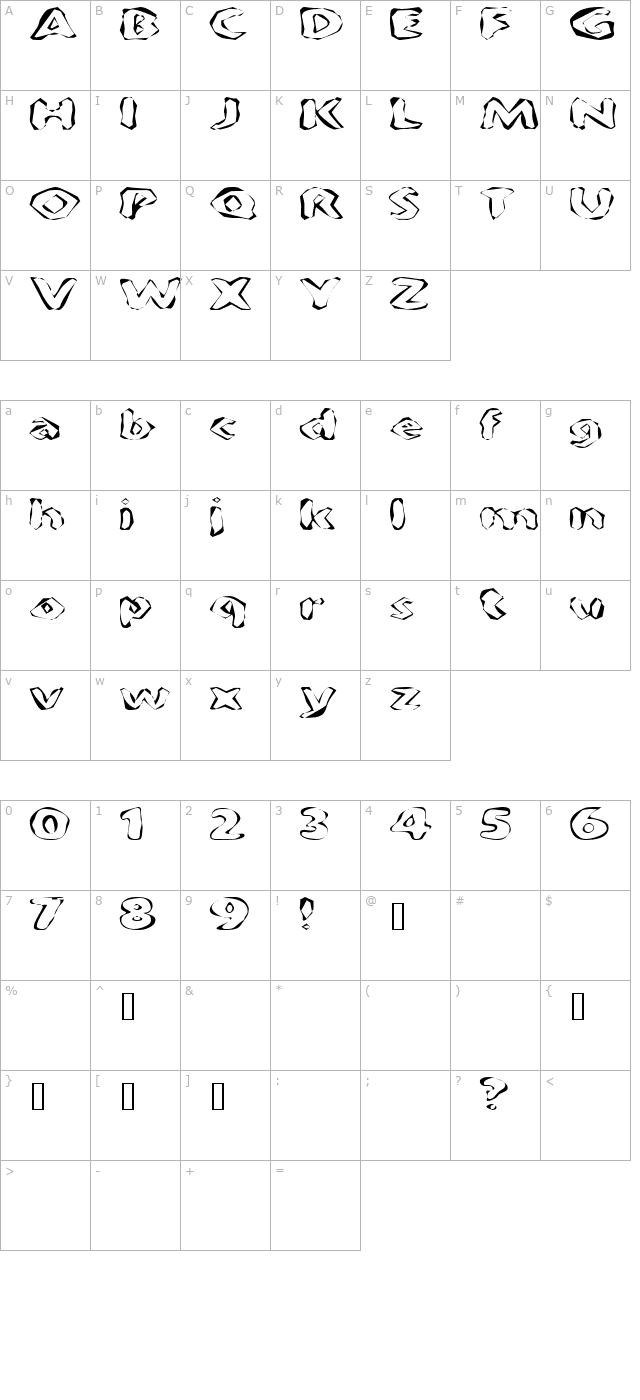 FlintPrintExtended character map