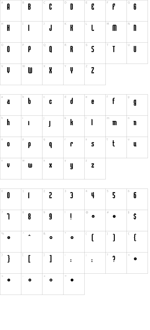 flintstone-bold character map