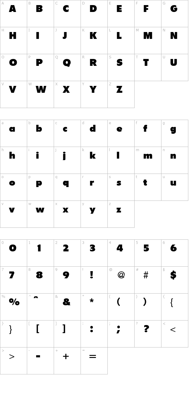 flipper-bold character map