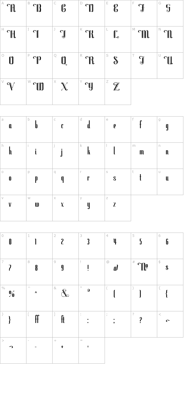 flirt-deco-bold character map