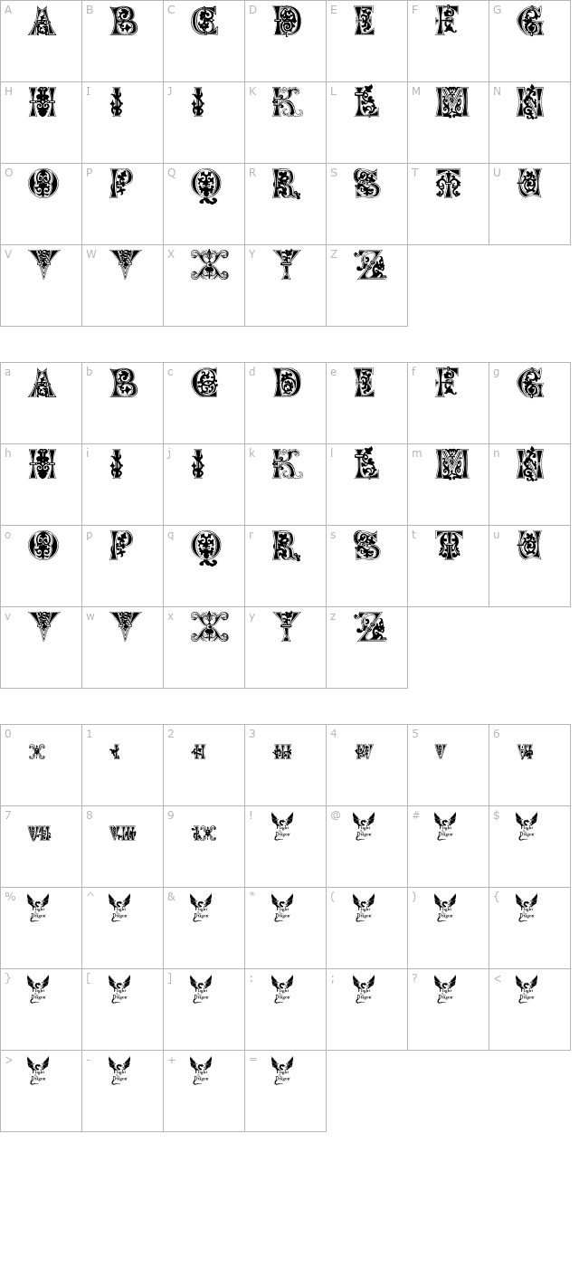 Floral Majuscules, 11th c. character map